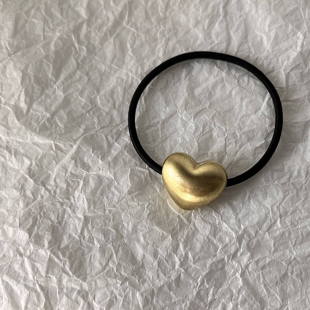 GOLD METAL THREE DIMENSIONAL LOVE HAIR TIE_CWAHA0627