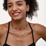 COLORFUL BEADED NECKLACE DOPAMINE CLAVICLE CHAIN_CWMM3677