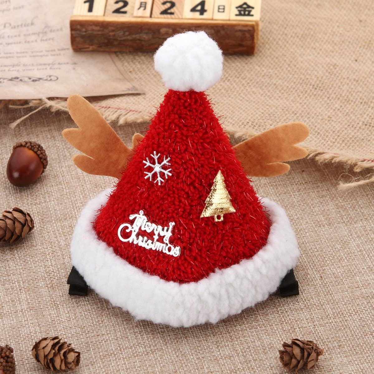 CUTE PLUSH SANTA HAT DRESS UP HEADDRESS HAIRPIN_CWAHA3374