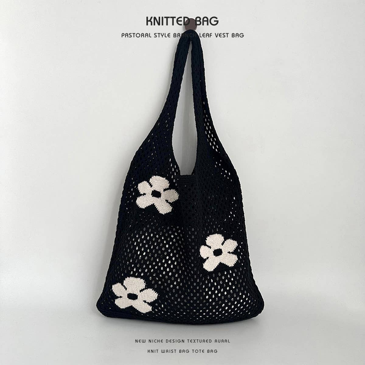 Exquisite Knitted Heart Tote Handbag_Cwab2389