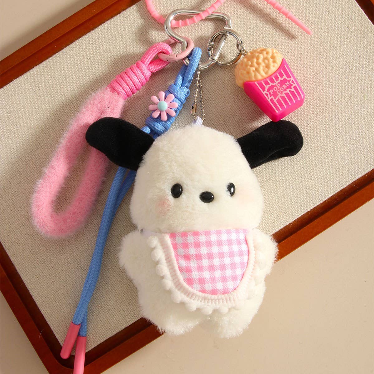 PLUSH DOG POPCORN KEYCHAIN CUTE BAG CHARM_CWMM7868