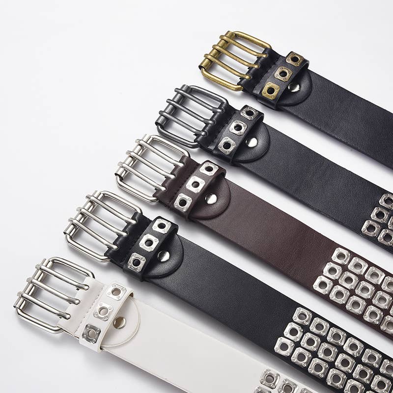 Liuding Hollow Air Eye Punk Style Pu Belt