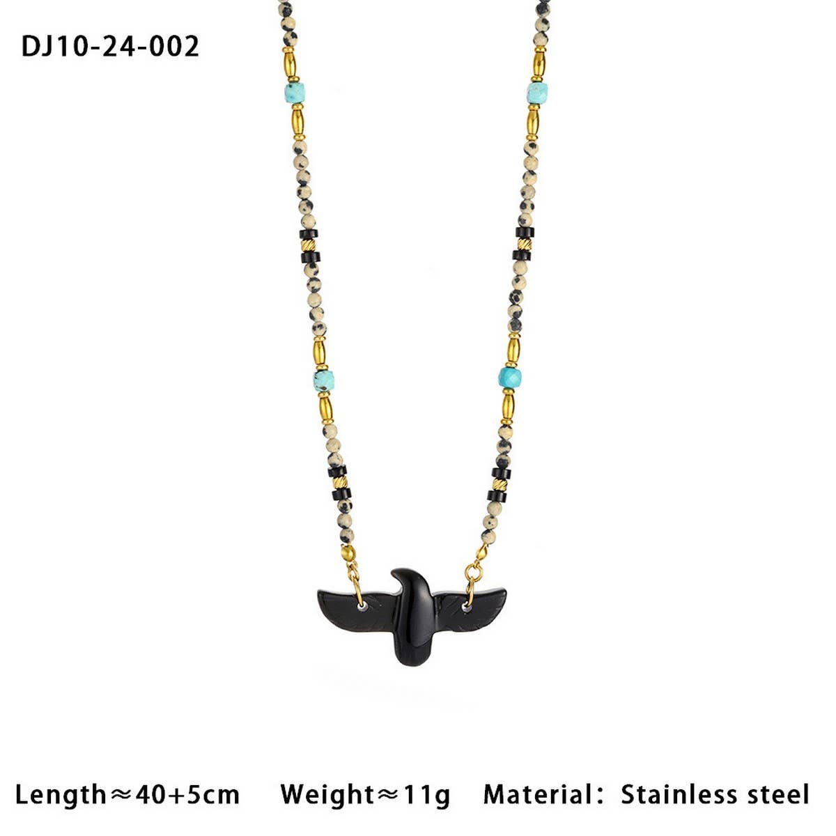 HIGH END EAGLE BEADED NATURAL STONE NECKLACE_CWMM7542