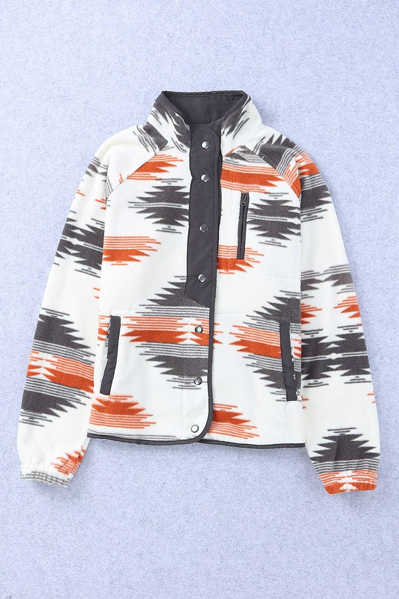 Western Print Fashion Warm Color Cardigan Jacket