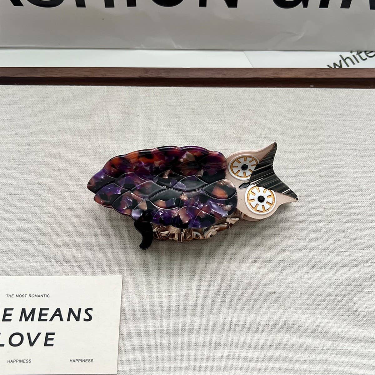 NEW CREATIVE OWL GRASSHOPPER ACETATE HAIR CLIP_CWAHA5718