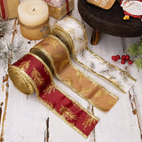 Cwmm10201_Christmas Glitter Ribbon Gold Gift Wrap Bow Craft