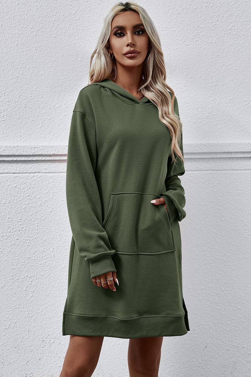 Split Long Hoodie Dress_Cwdsd2041