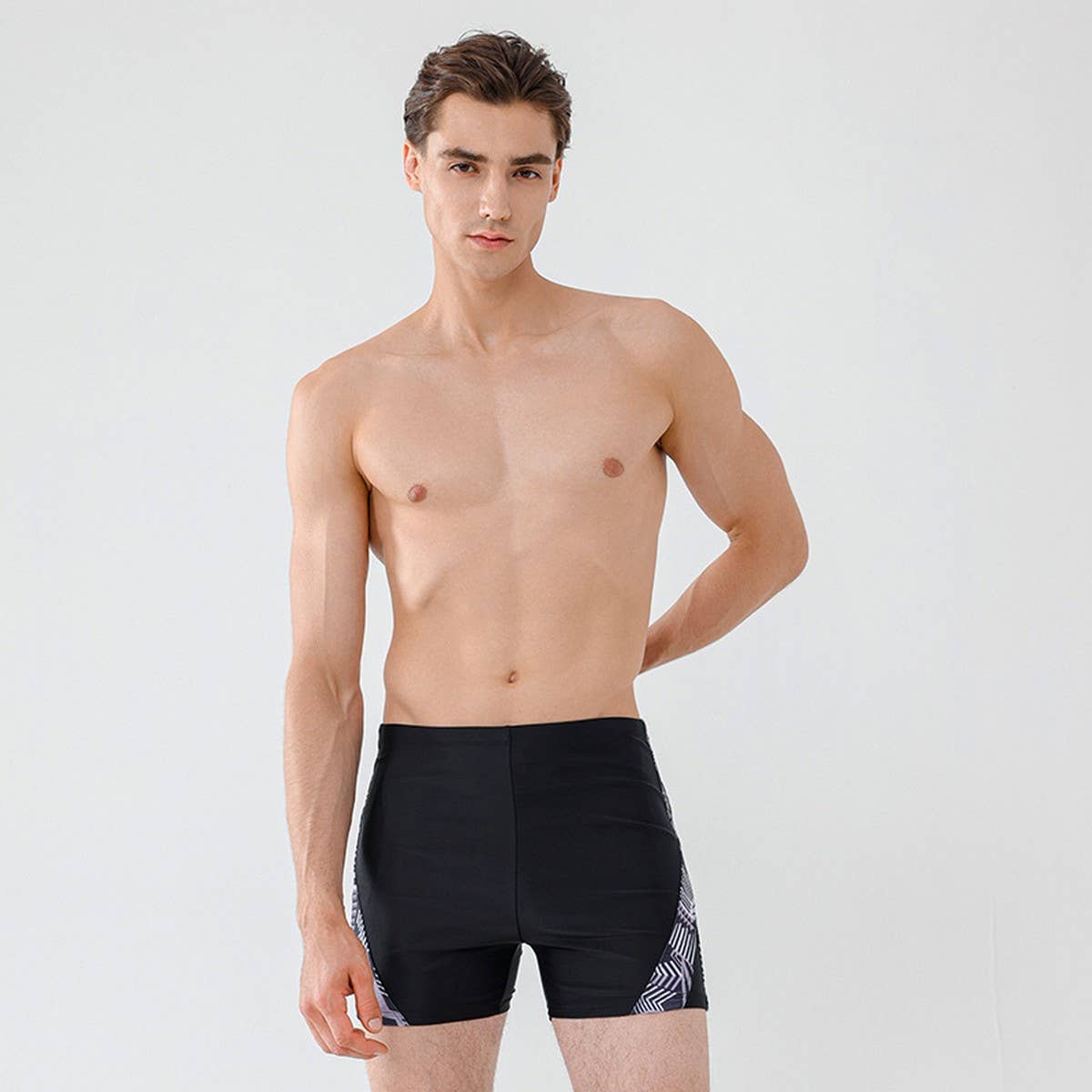 MENS HIGH WAIST QUICK DRY SWIM TRUNKS PLUS SIZE_CWMM6765