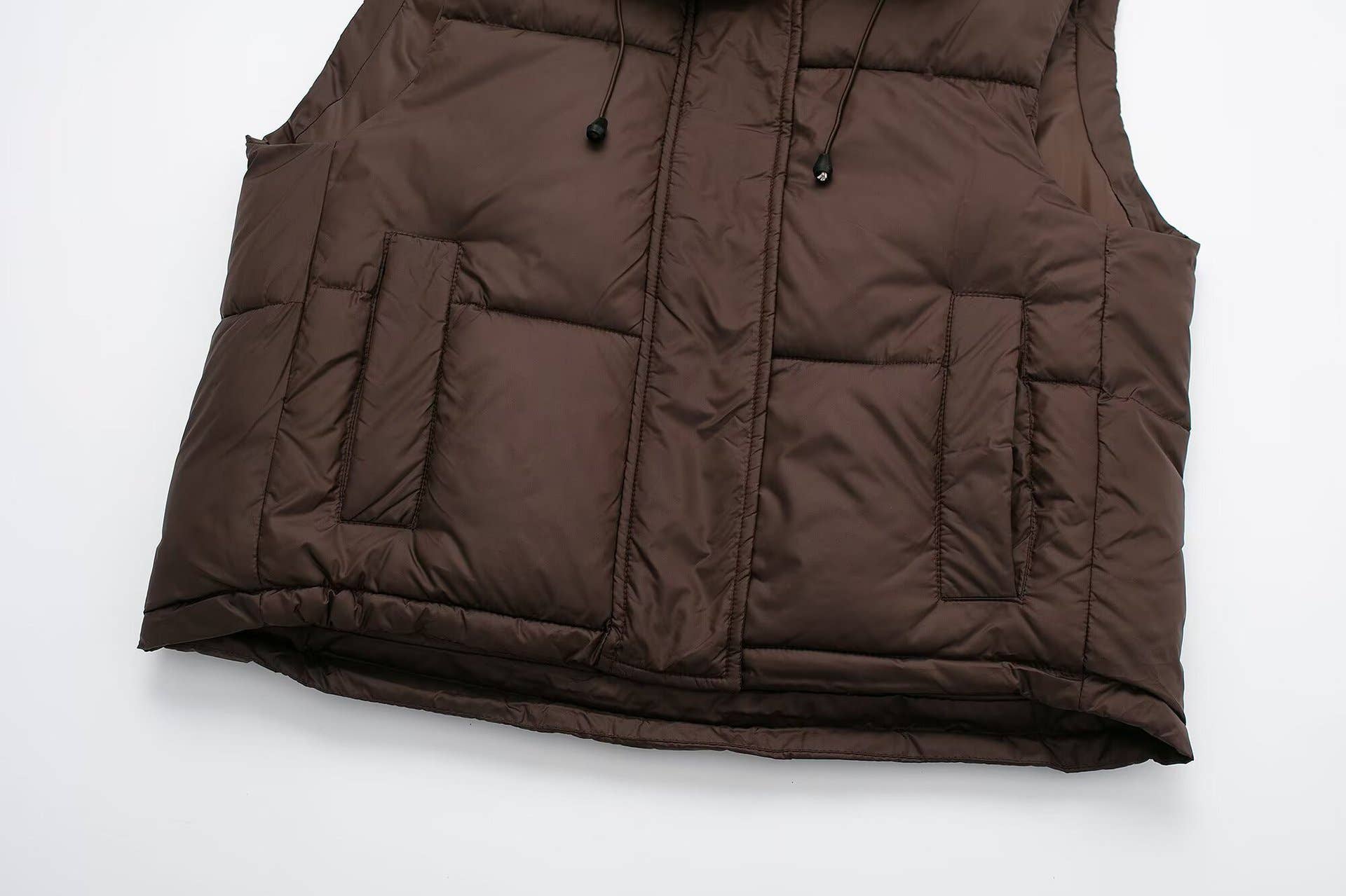 Solid-Color Simple And Casual Hooded Vest Jacket