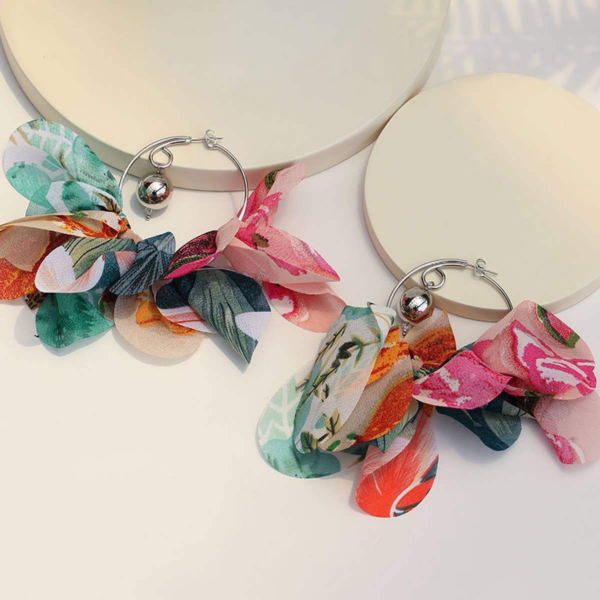 HANDMADE FABRIC PRINT HOOP EARRINGS BOLD UNIQUE_CWMM6191