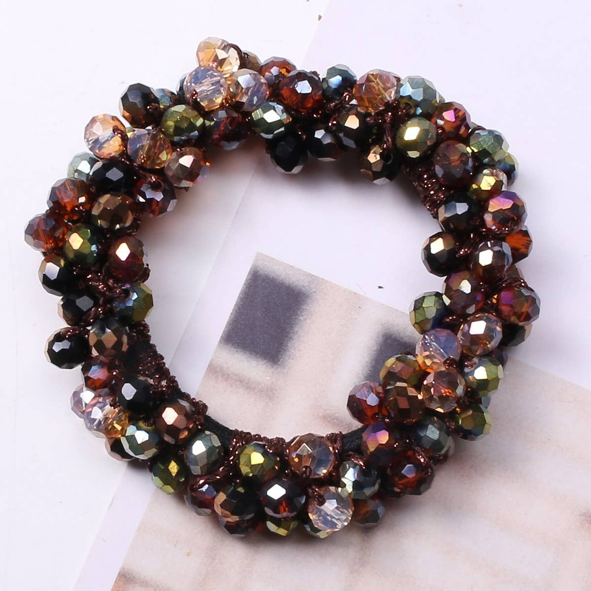 CHIC PEARL CRYSTAL HAIR TIE ELEGANT BUN PONYTAIL_CWAHA6783