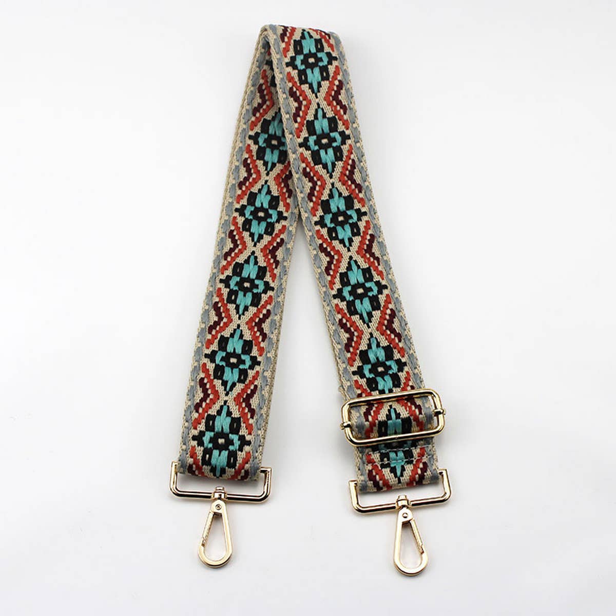GEOMETRIC EMBROIDERY ADJUSTABLE BAG STRAP_CWMM0366