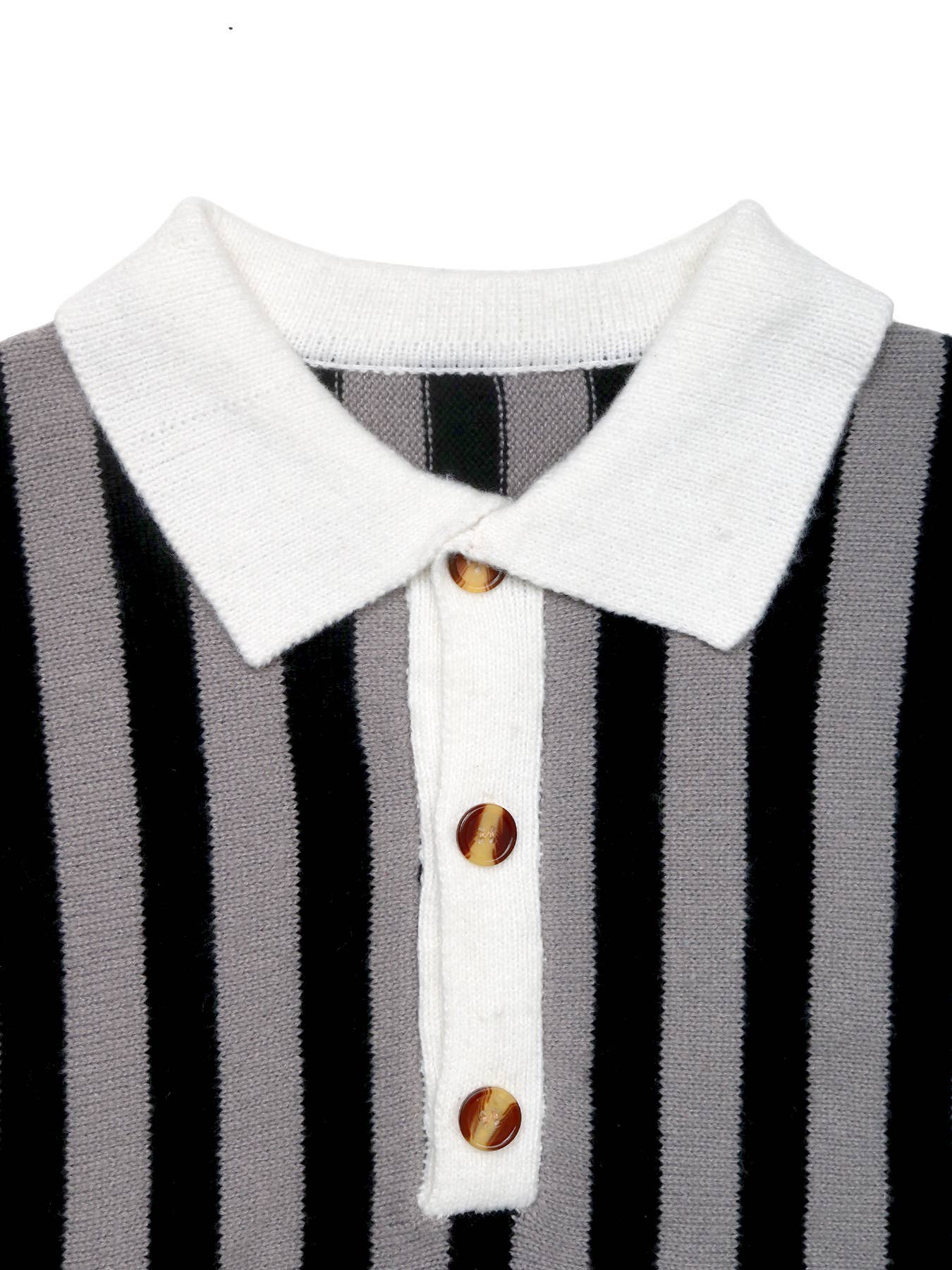 Vertical Striped Lapel Pullover Knitted Sweater