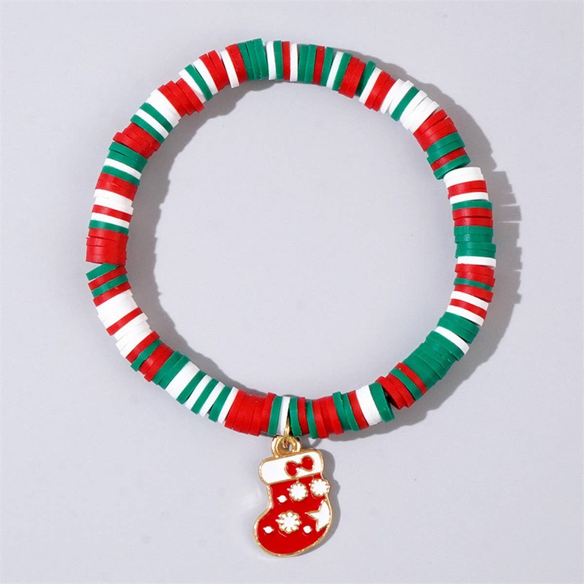 Cwaje2510_Colorful Beaded Pendant Christmas Bracelet