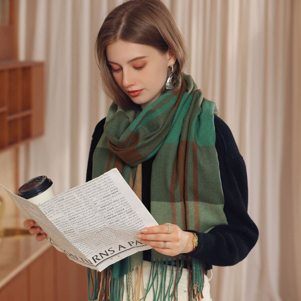 PLAID WINTER SCARF SOFT THICK FRINGE SHAWL 2025_CWASC0168