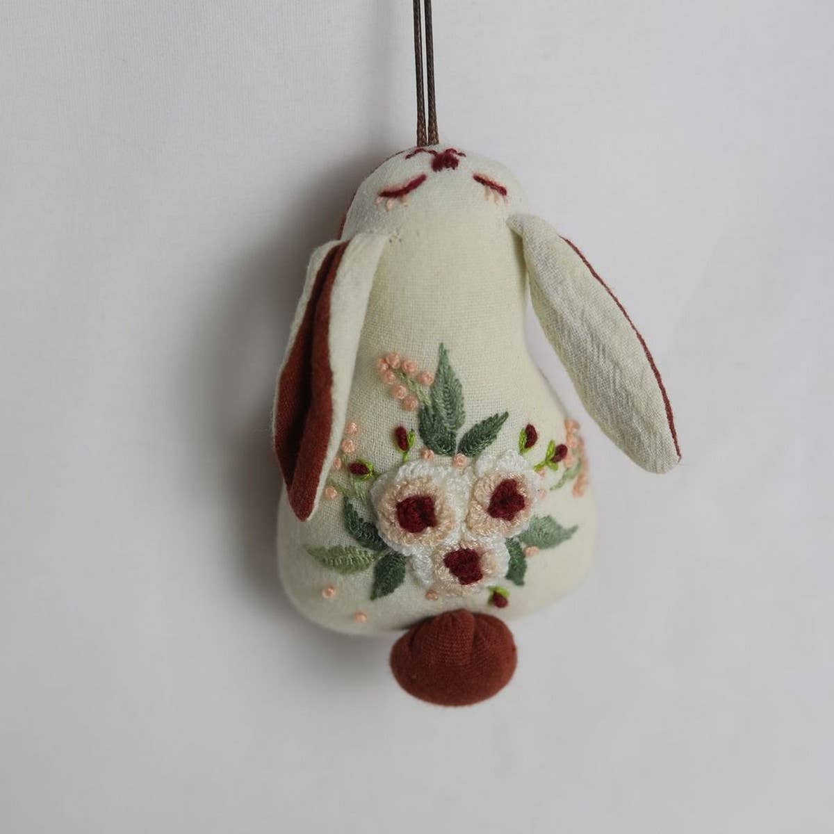 HAND EMBROIDERED ROSE BUNNY PLUSH CHARM_CWMM6003