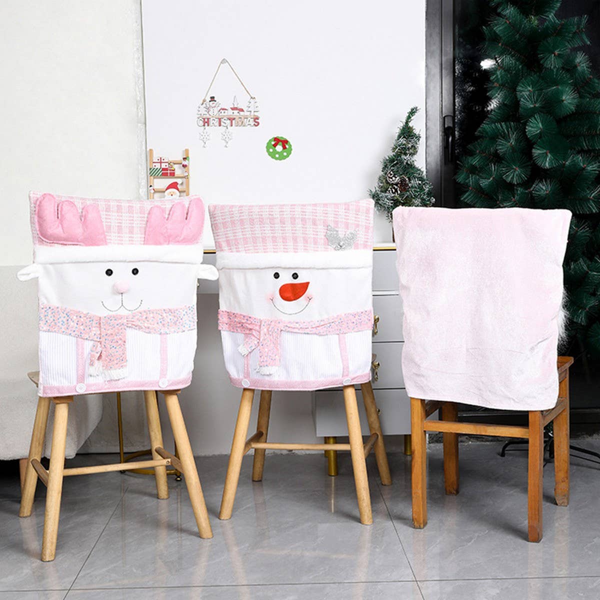 CHRISTMAS CHAIR COVER PINK STOOL COVER DECORATION_CWMM2765