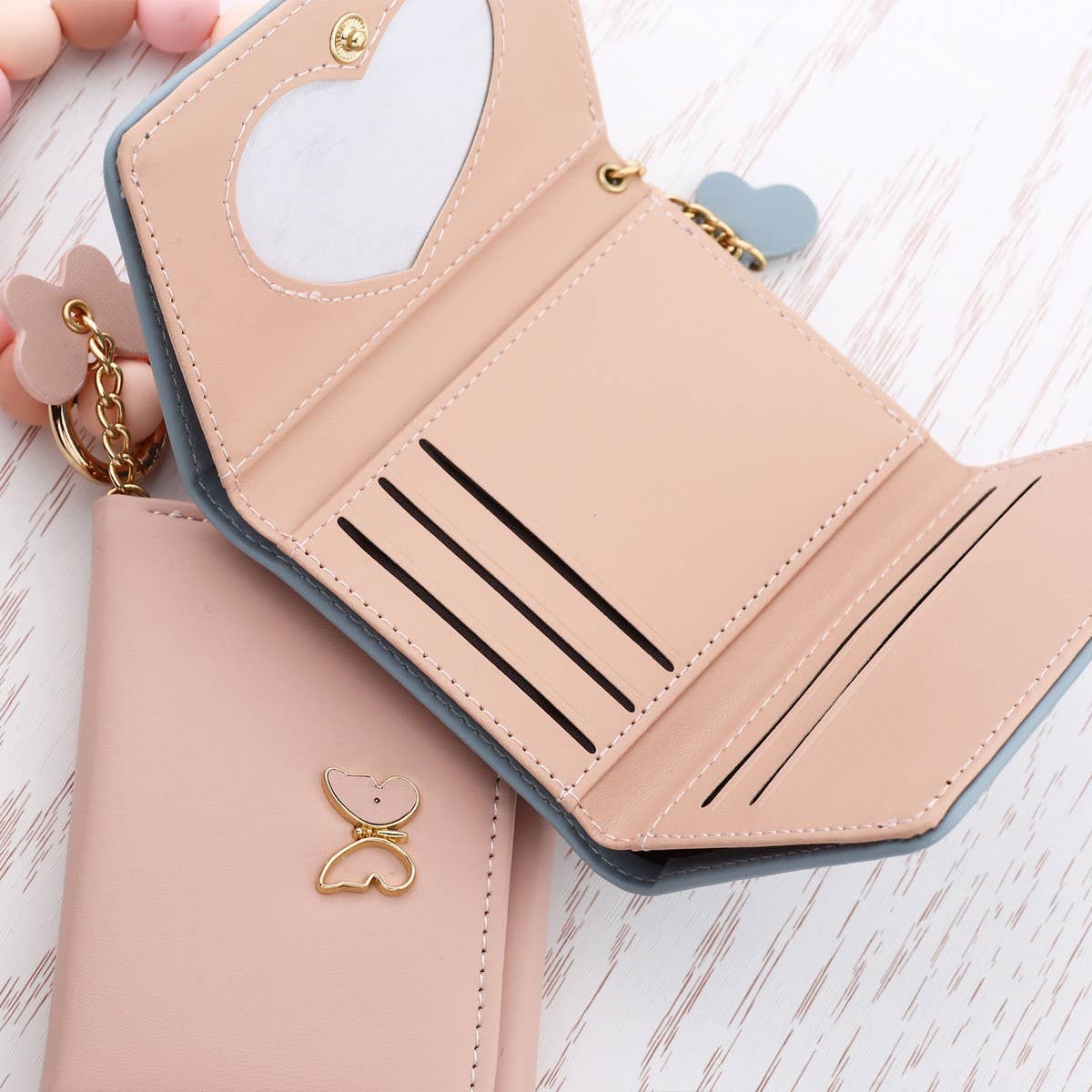 BUTTERFLY CARD HOLDER WALLET WITH KEYCHAIN BRACELET_CWAB4949