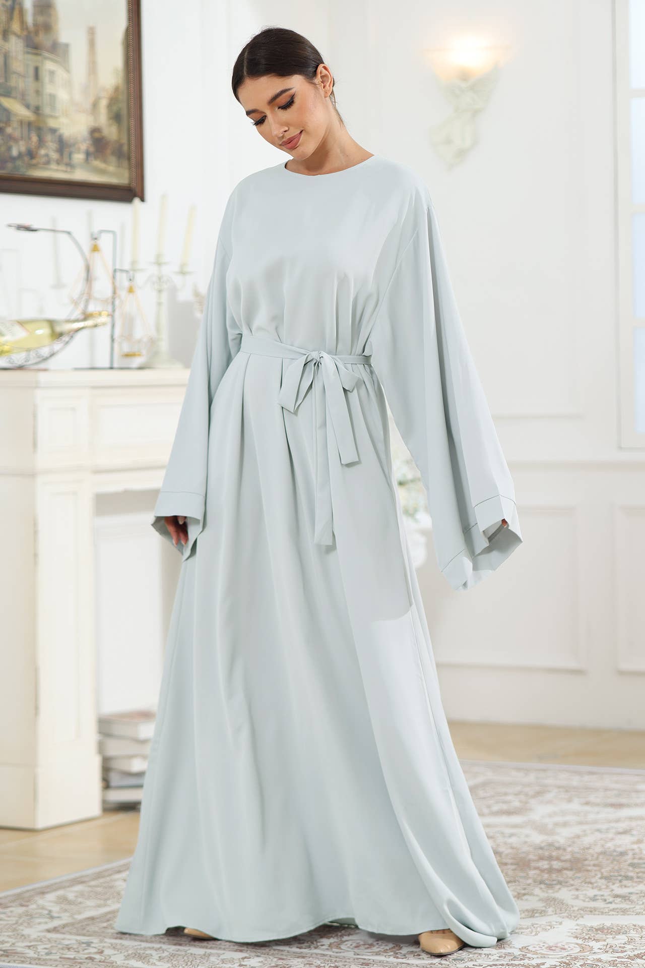 Solid Color Simple Abaya Casual Muslim Dress