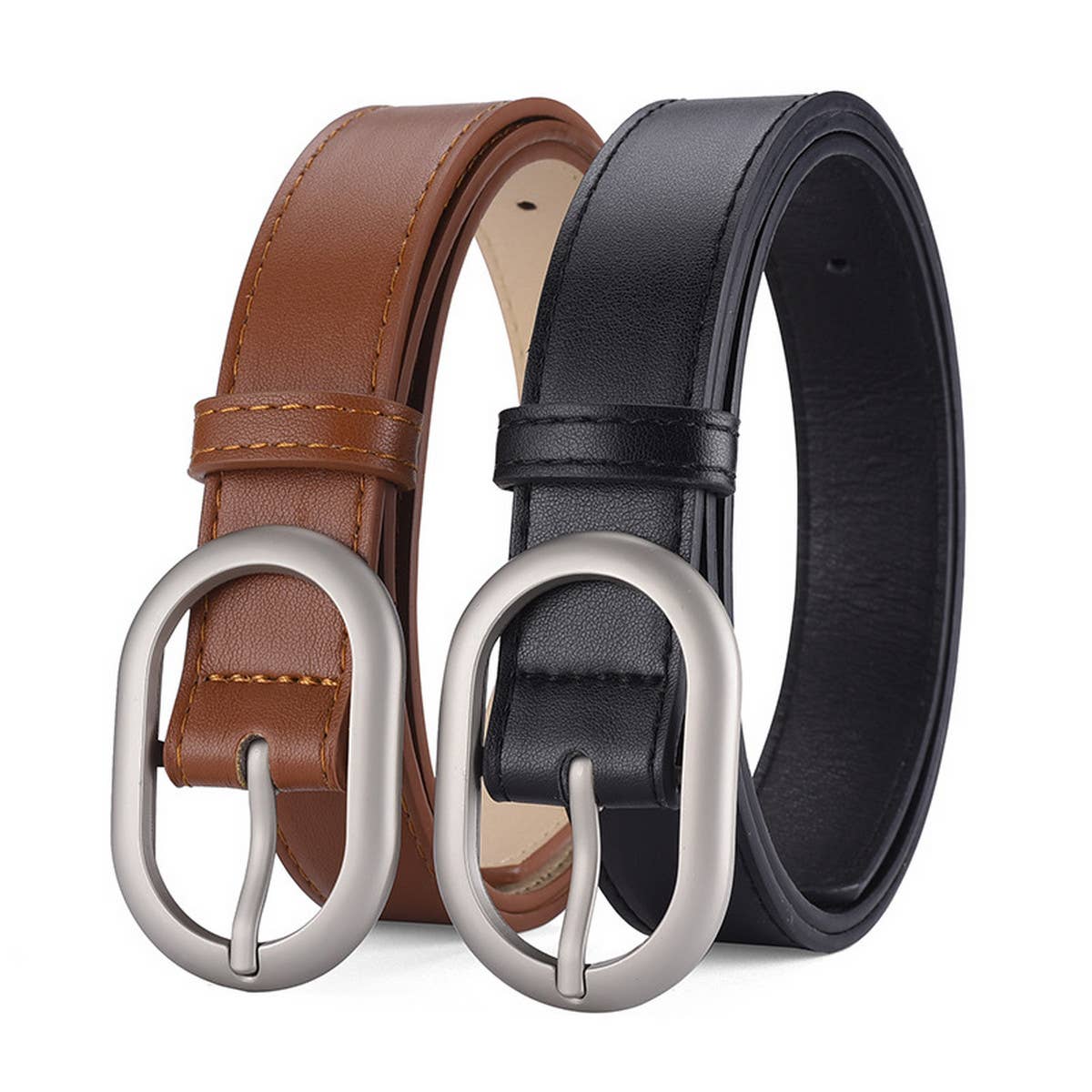 Women New Slim Fit Oval Pu Belt_Cwabe0352