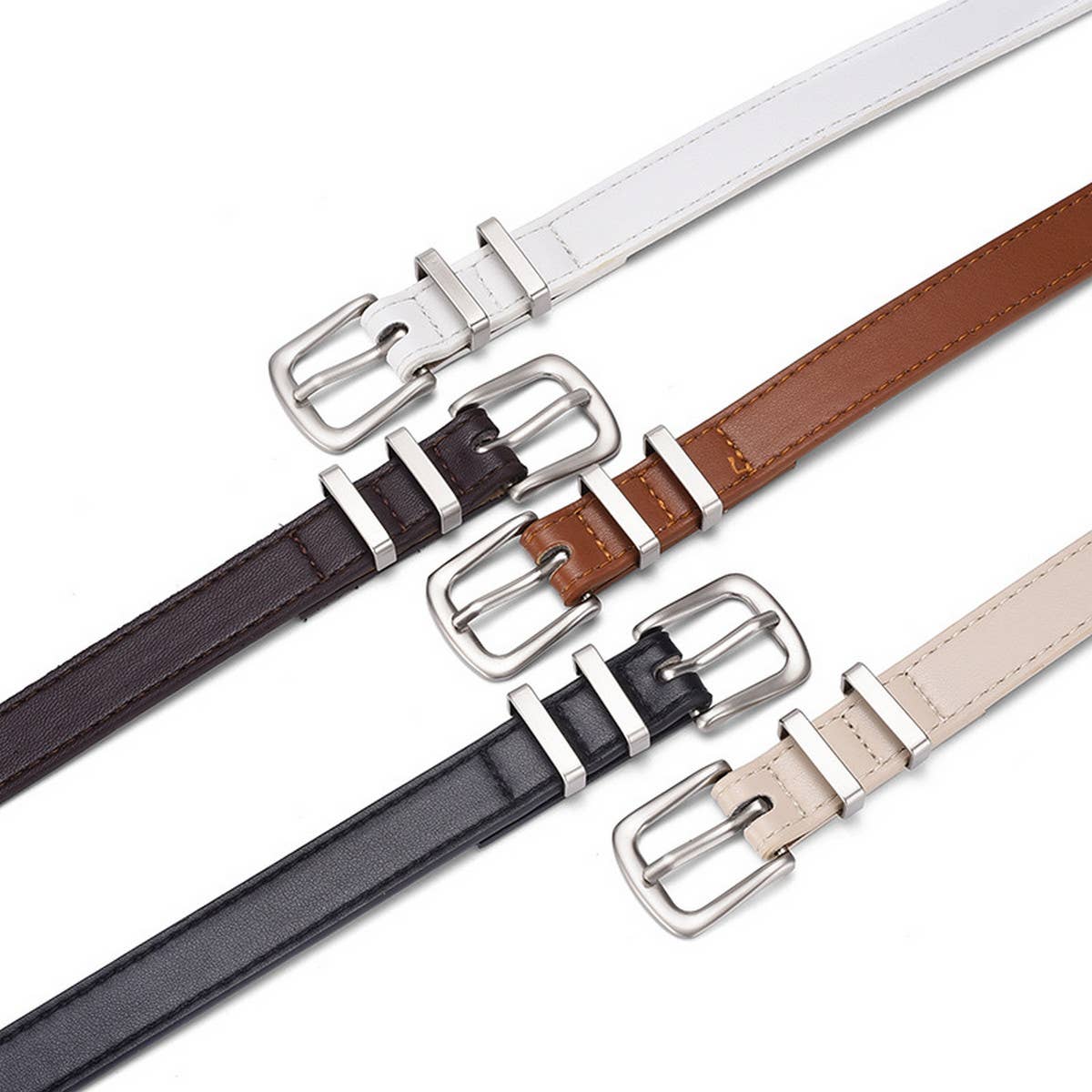 SIMPLE NEW MULTI COLOR SILVER BUCKLE BELT_CWABE0586