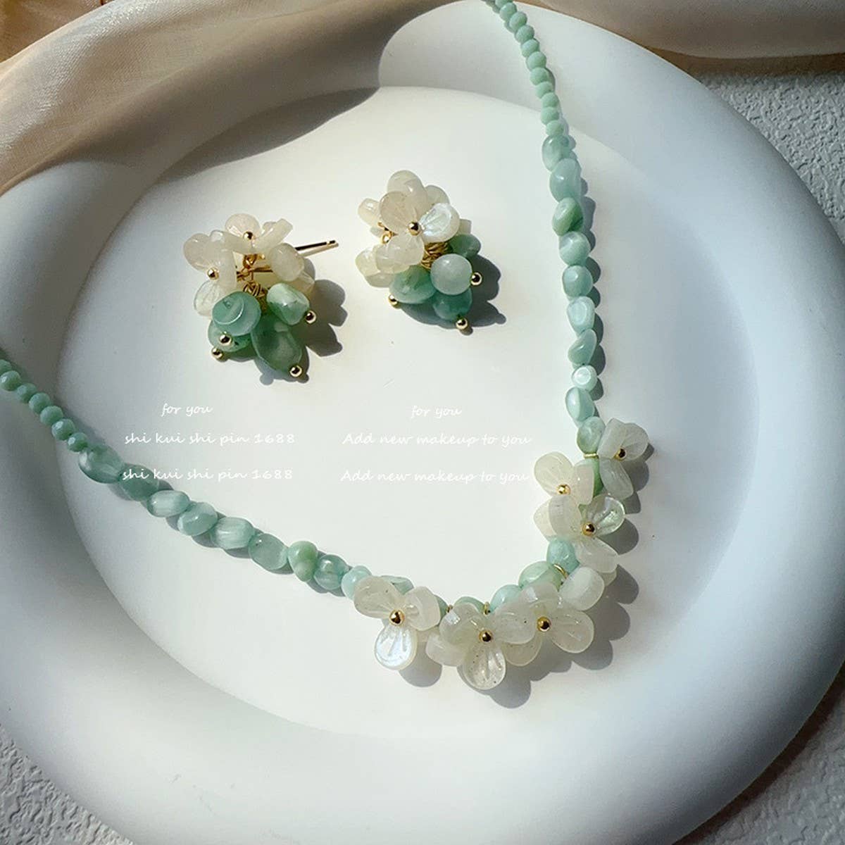 EARRINGS AND MINT HERB NECKLACE SET_CWAJE1708