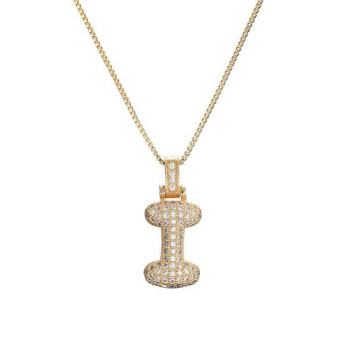 COPPER ZIRCONIA 26 LETTERS PENDANT NECKLACE_CWMM5866