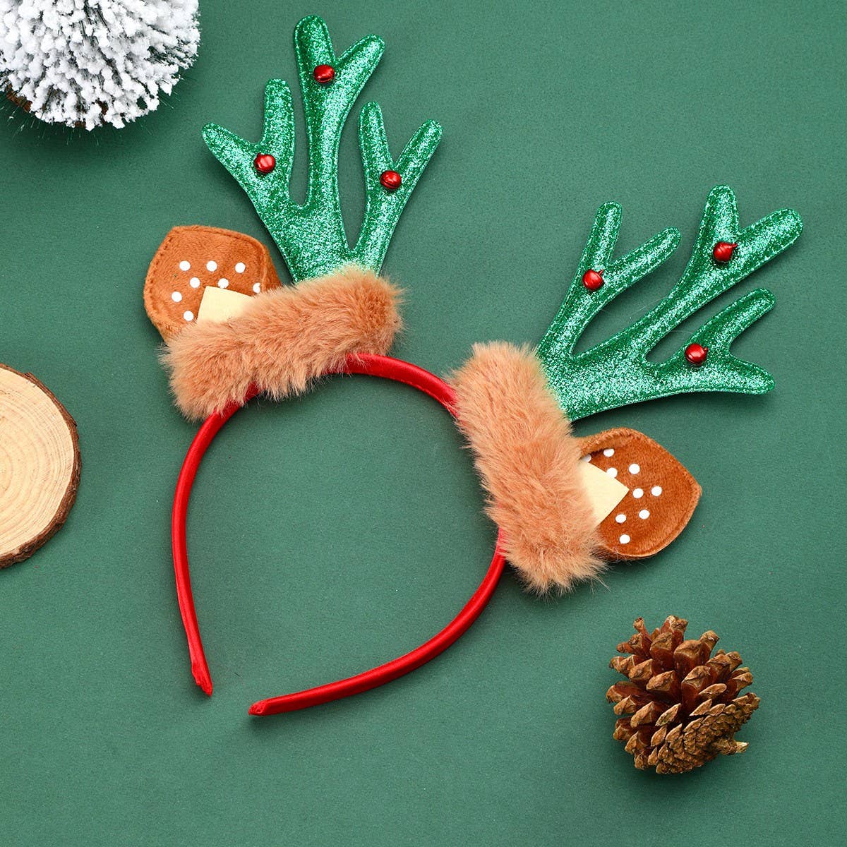 CHRISTMAS DEER ANTLER HEADBAND WITH EARS_CWAHA2738