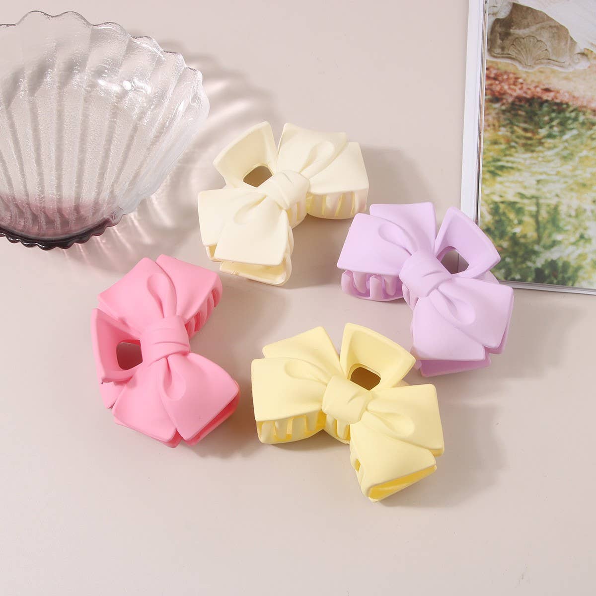Cwaha07452_Korean Bow Hair Claw Clip For Women Updo