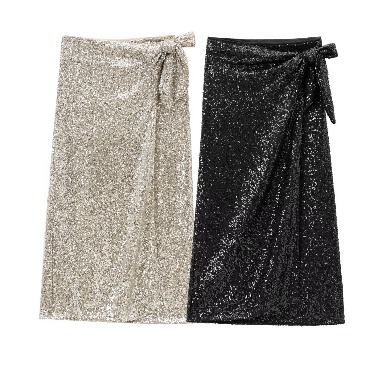 SEQUIN WRAP SKIRT FRENCH CHIC STYLE FOR WOMEN_CWDSD8353