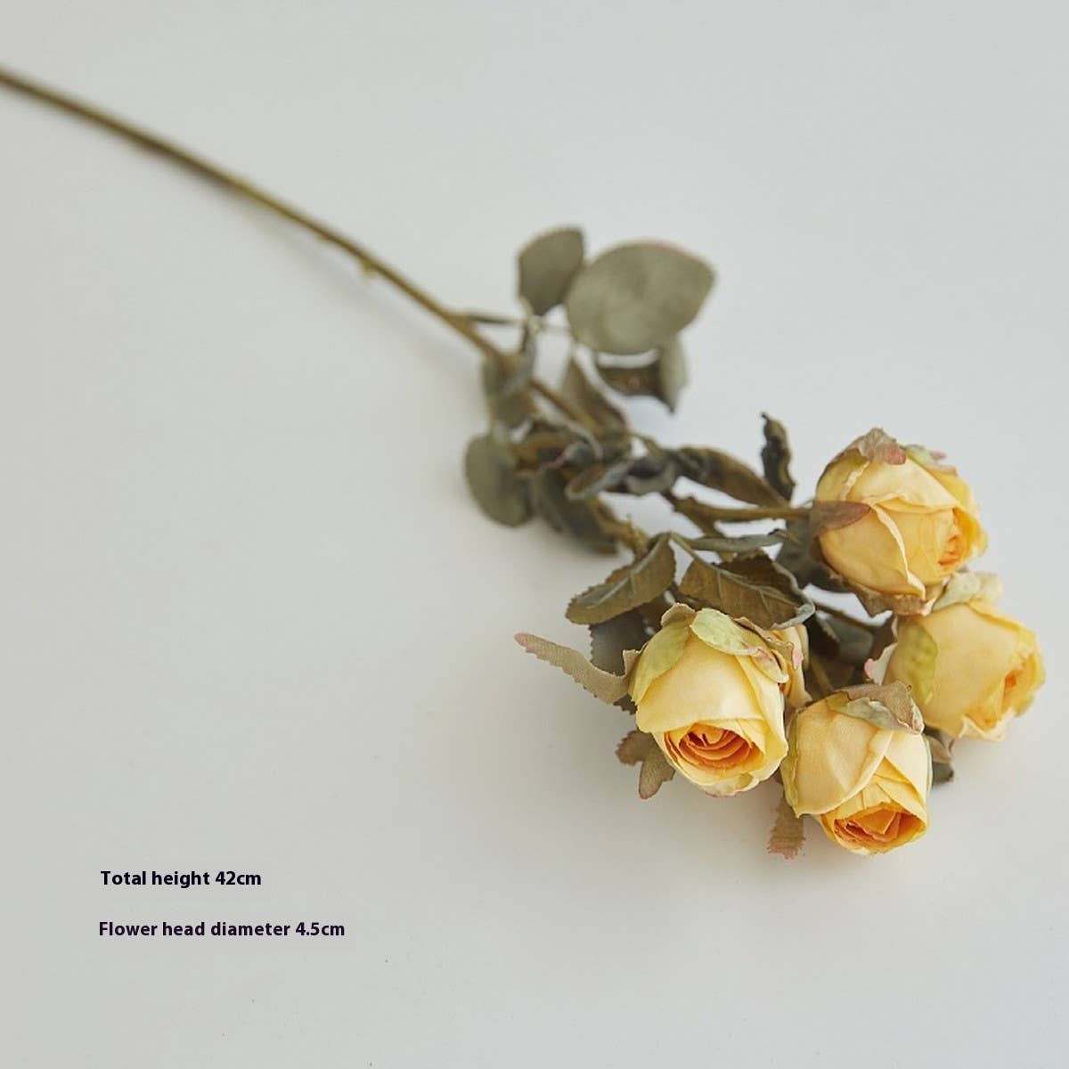 FAUX 5 HEAD WITHERED ROSE WITH BURNT EDGE LOOK_CWMM6589