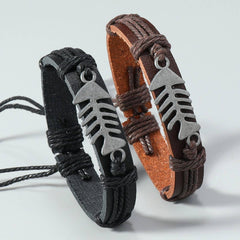 SIMPLE HAND WOVEN VINTAGE LEATHER BRACELET_CWMM4530