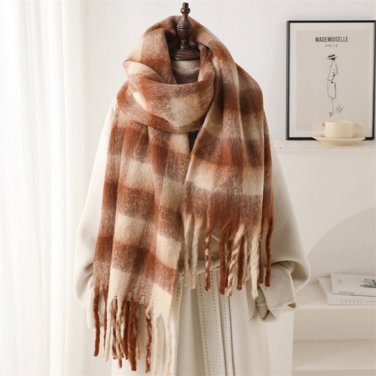 PLAID WINTER SCARF SHAWL THICK SOFT UNISEX WRAP_CWASC0964