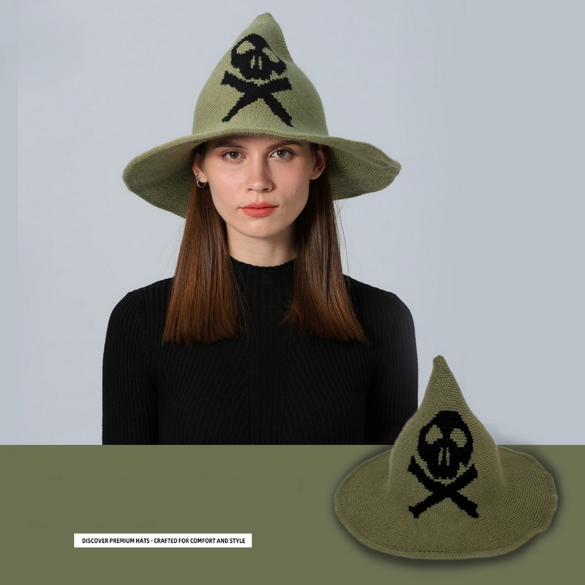 SKULL PRINT WIZARD HAT HALLOWEEN ACCESSORY_CWAH3991