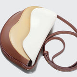 CURVED WAVE CONTRAST COLOR CROSSBODY SADDLE BAG_CWAB1894