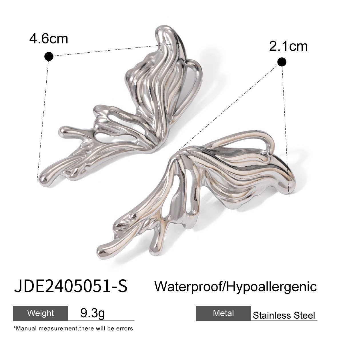 STAINLESS STEEL SWEET GOTHIC 3D BUTTERFLY EARRINGS_CWASC1688