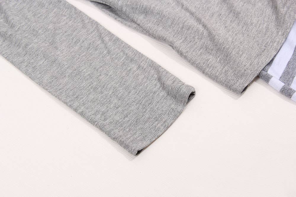 Two Fake Crew-Neck Stretch Striped T-Shirt