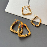 Silver Metal Pleated Hoop Earrings_Cwaje06285