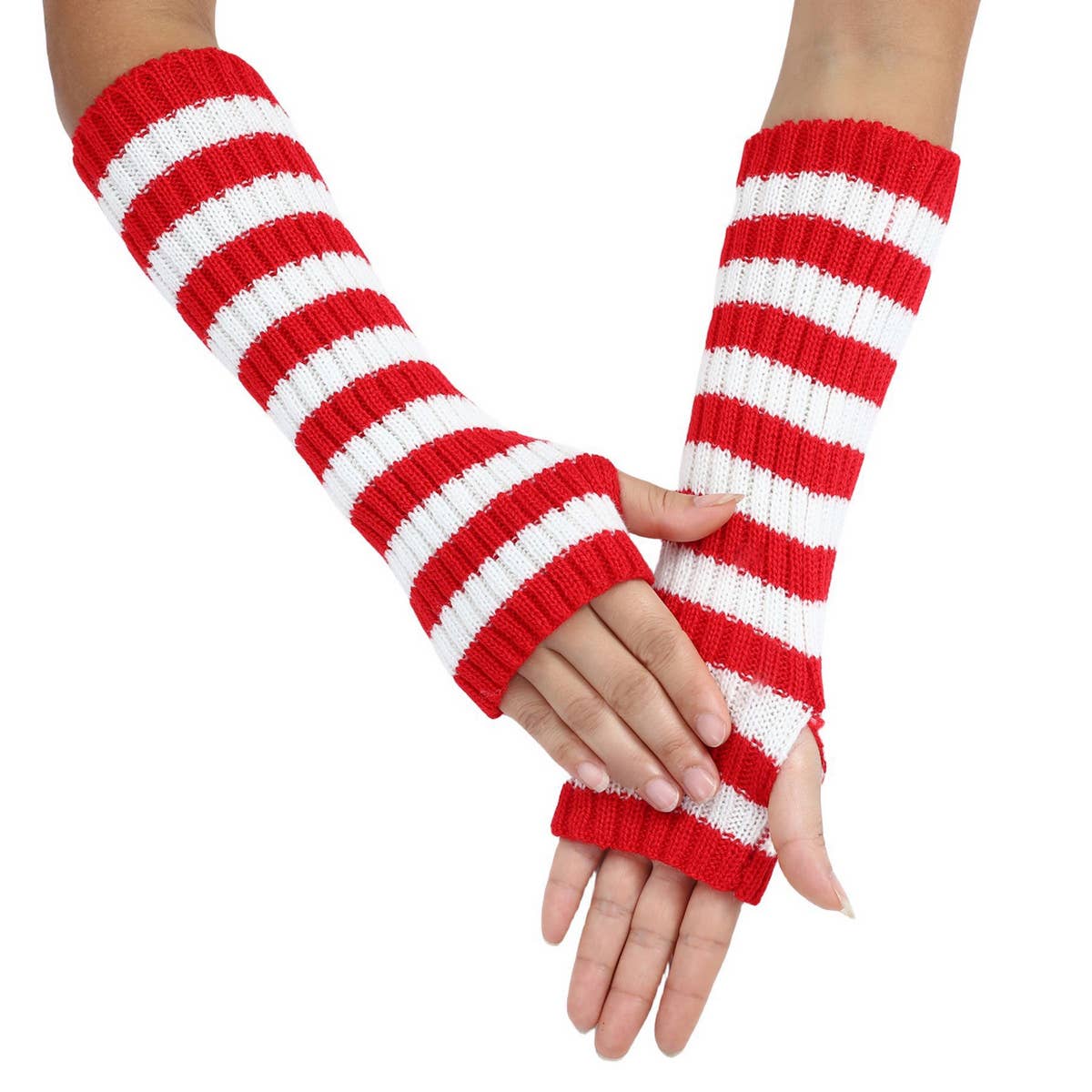 Warm Color-Block Striped Wool Gloves_Cwag0094