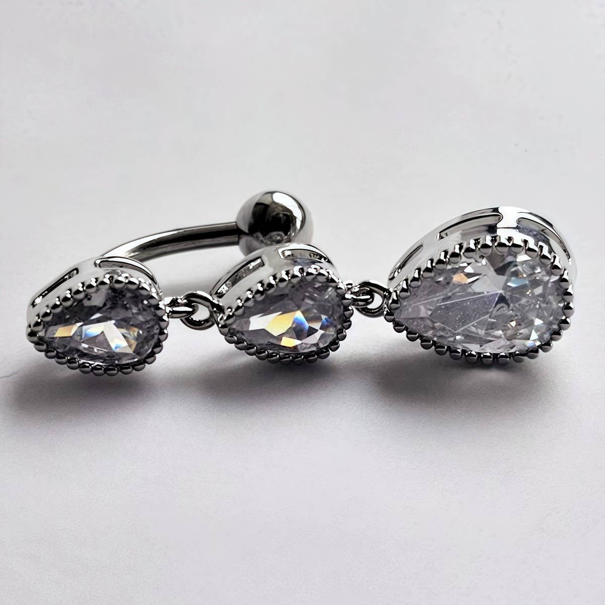 Teardrop Zircon Belly Button Ring For Women_Cwmm9455