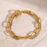 MINIMALIST 18K GOLD DOUBLE LAYER CHAIN BRACELET_CWAJE4899