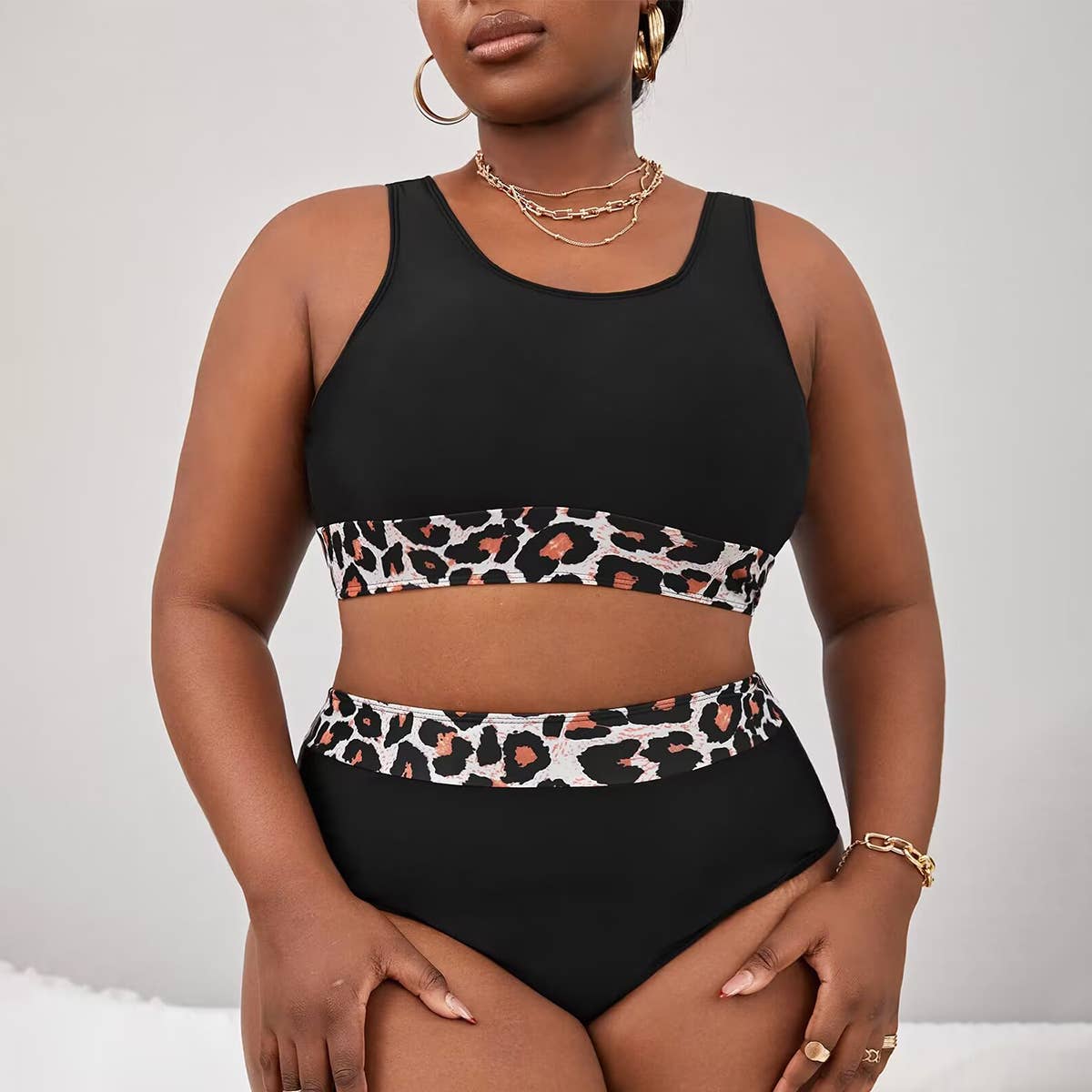 SOLID COLOR PLUS SIZE ONE PIECE BIKINI SWIMSUIT_CWMW0206