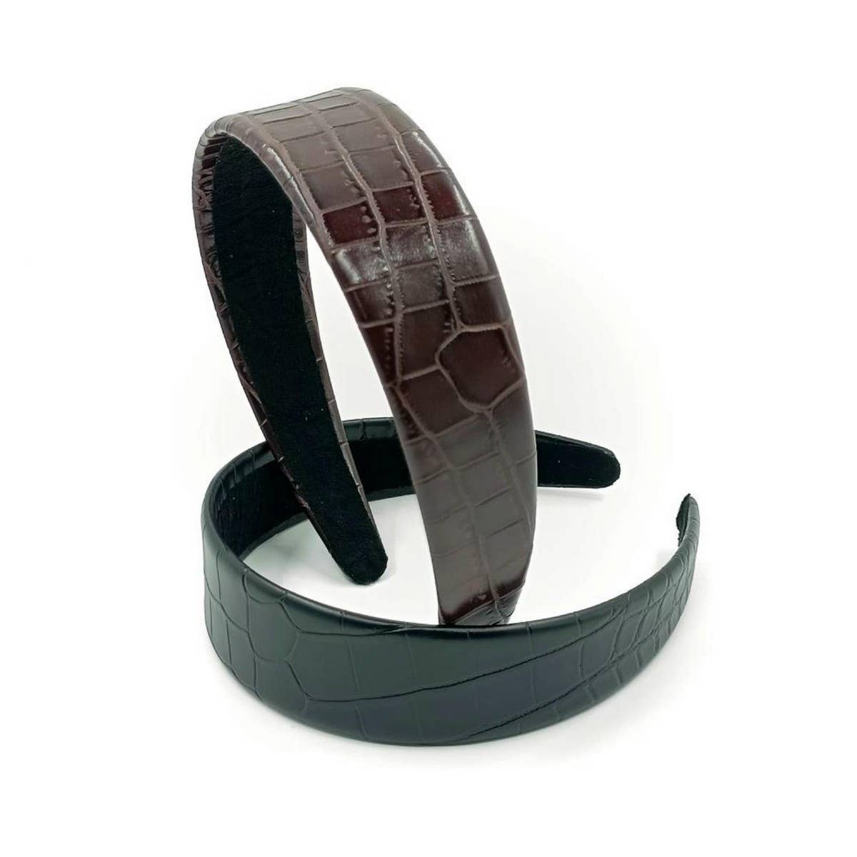 Vintage Two-Tone Crocodile Pu Wide Hairband