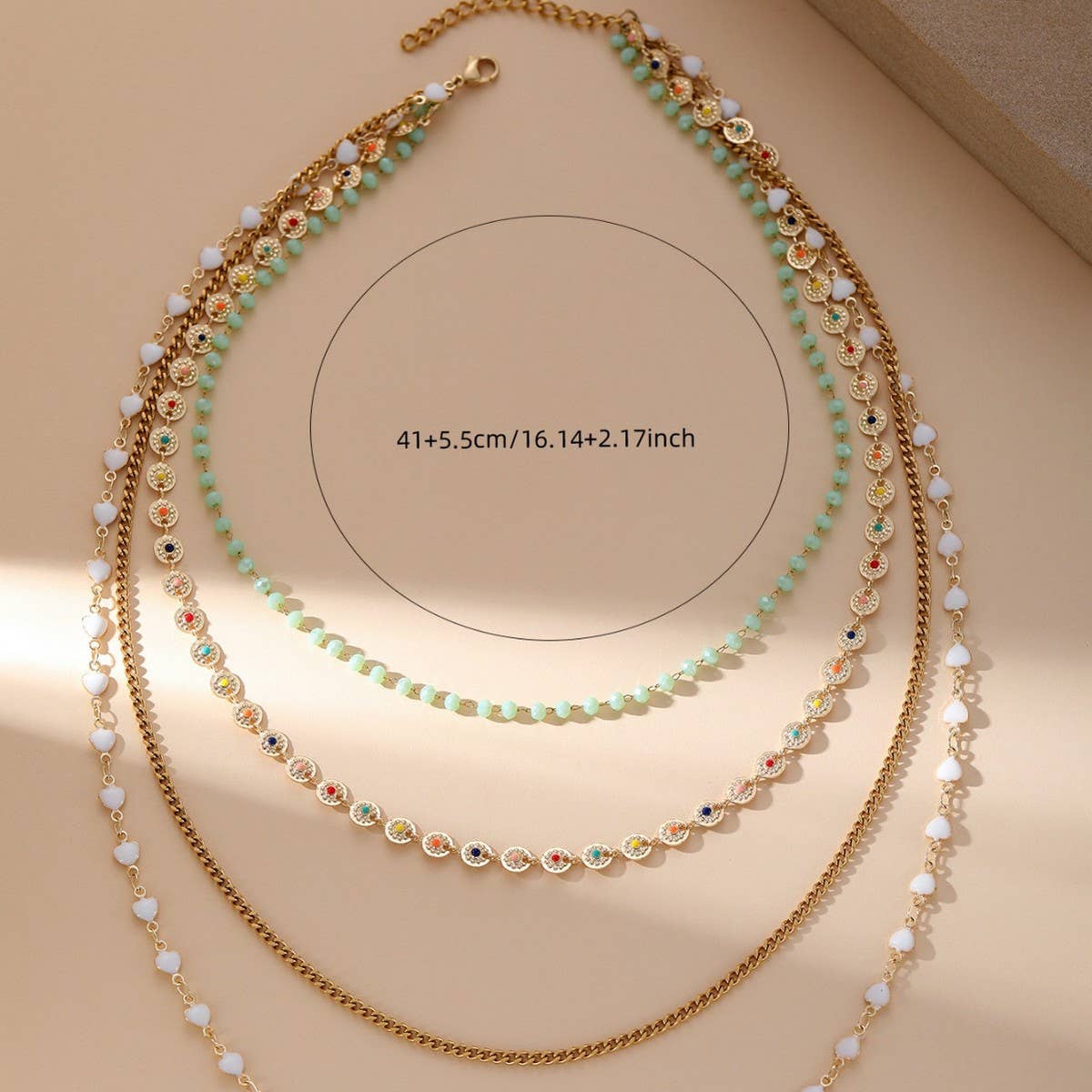 Vintage Multi-Layered Beaded Oil Drop Necklace_Cwmm3624