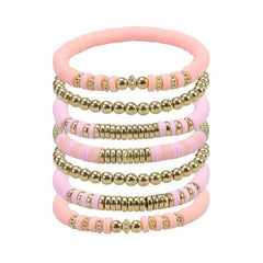 COLORFUL SOFT CERAMIC BEADED BRACELET SET_CWAJE0720