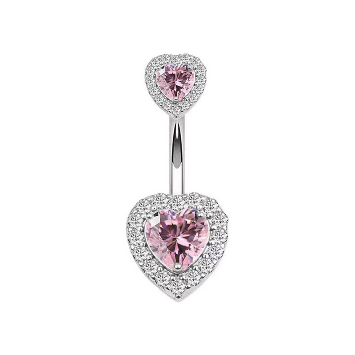 HEART CZ BELLY BUTTON RING HYPOALLERGENIC_CWMM9177