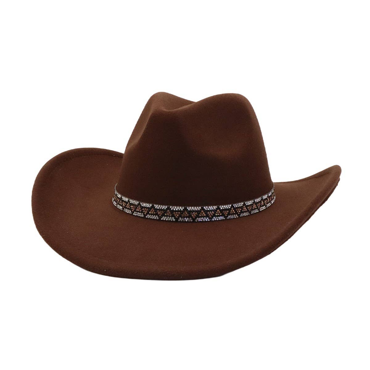 Western Ethnic Felt Cowboy Fedora Hat_Cwah04406