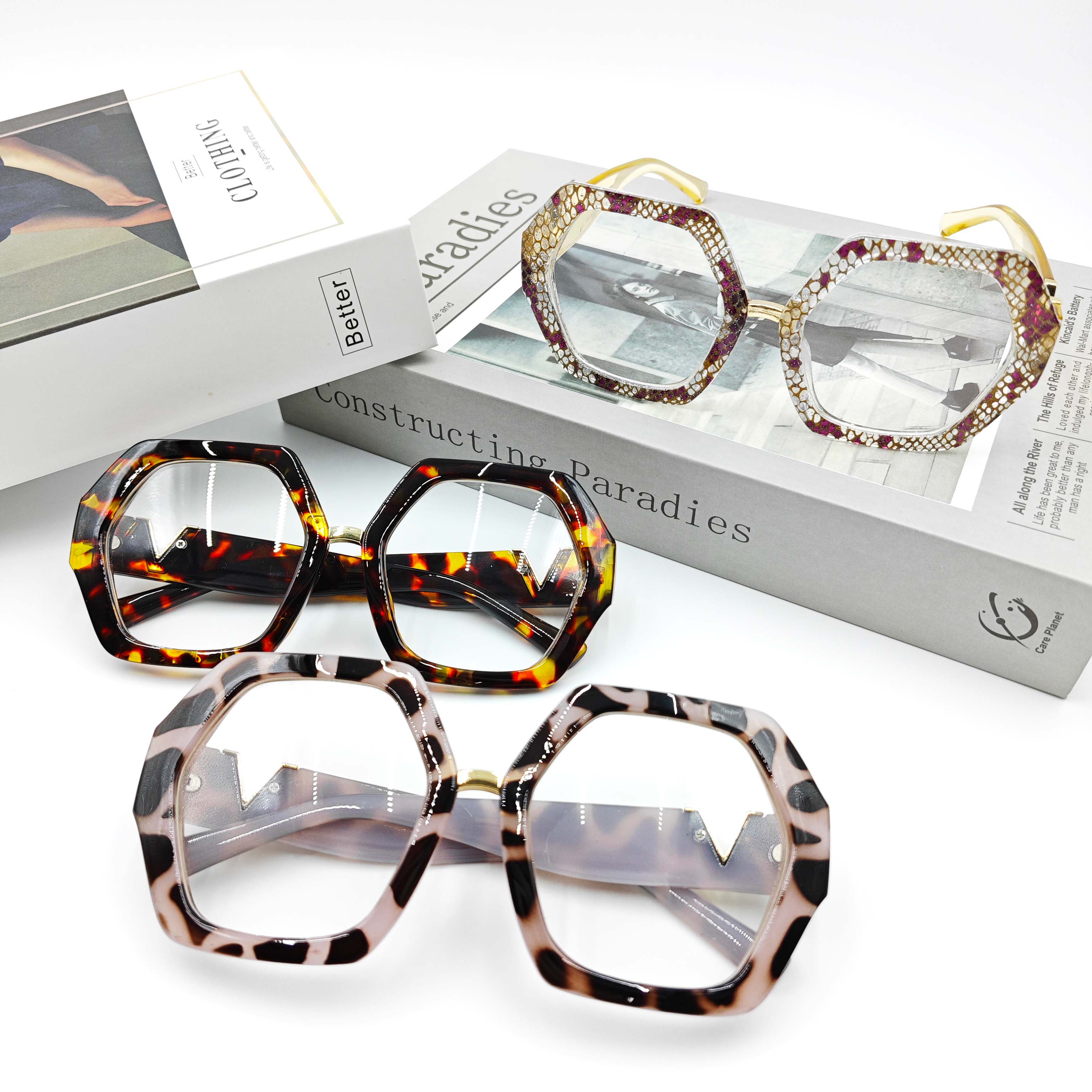 Women Geometric Frame Eyeglasses_Cwasg0135
