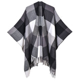 PLAID CAPE COLORBLOCK WINTER SHAWL FOR TRAVEL_CWASC0960