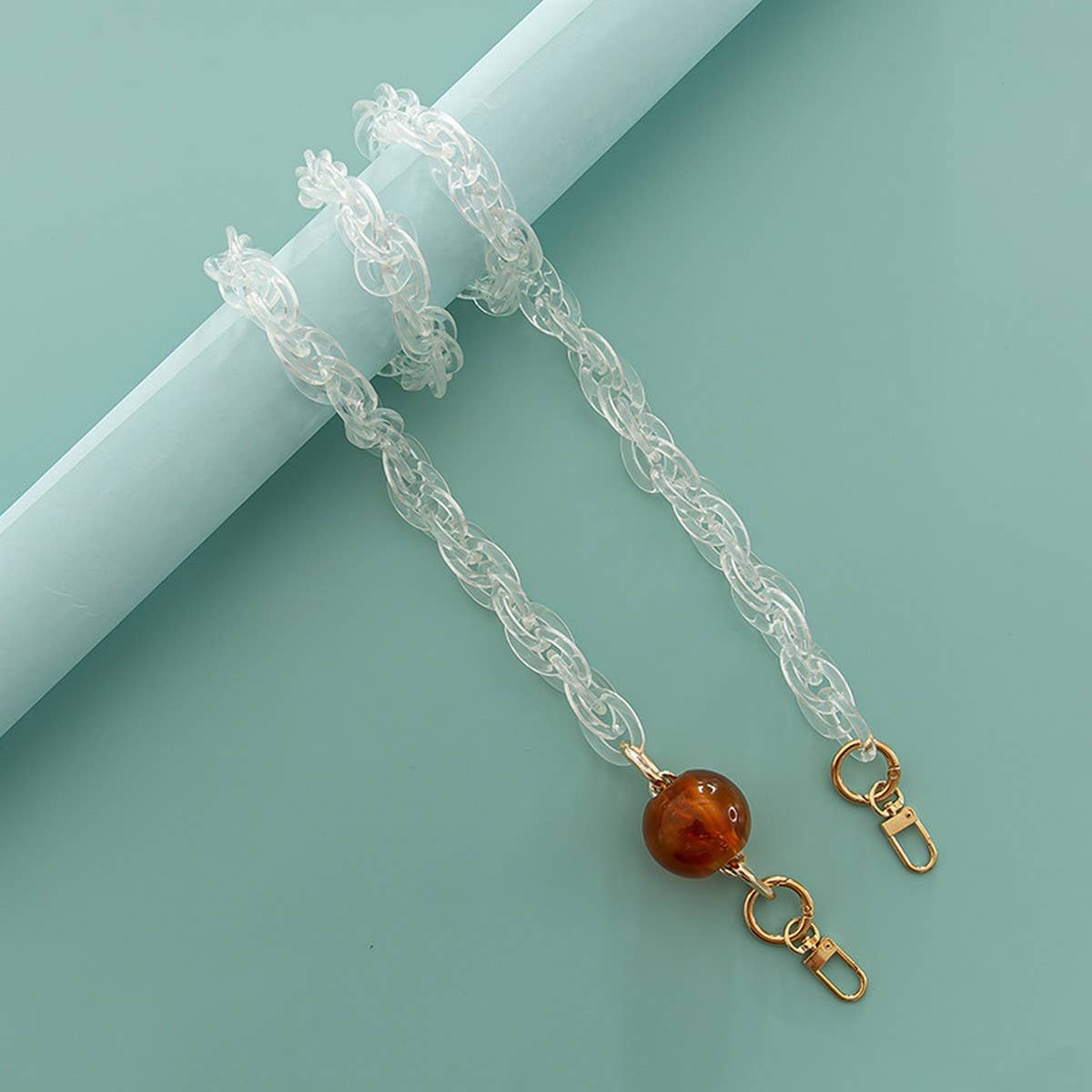 RESIN ACRYLIC LARGE LANTERN BEADS BAG CHAIN STRAP_CWMM5106